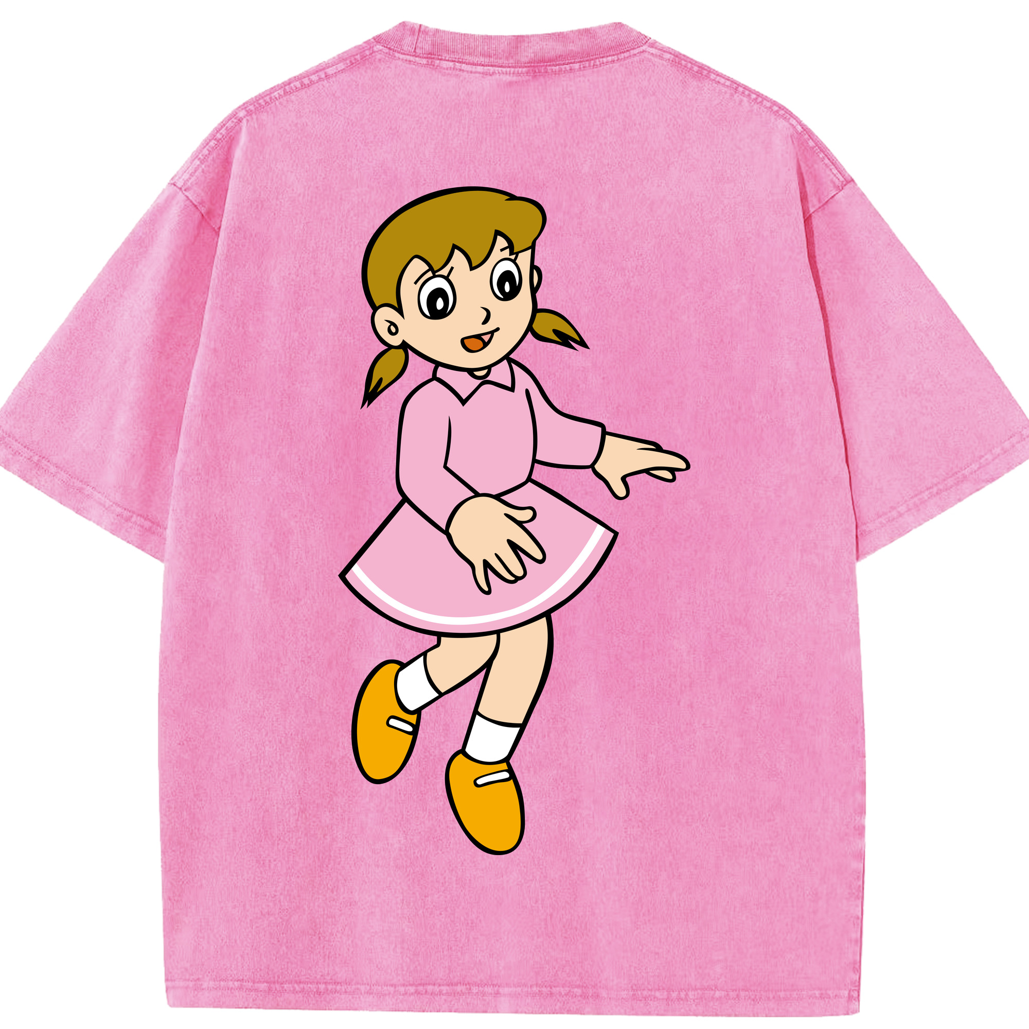（画像用） ドラえもん みなもと しずか Doraemon Shizuka Minamoto 綿100% ヴィンテージ風 半袖Tシャツ（背面プリント）